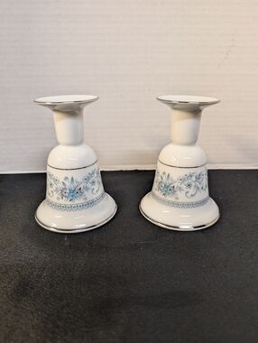 Noritake Blue Hill Set Of Pilar Candle Stick Holders Set Lot Of 2